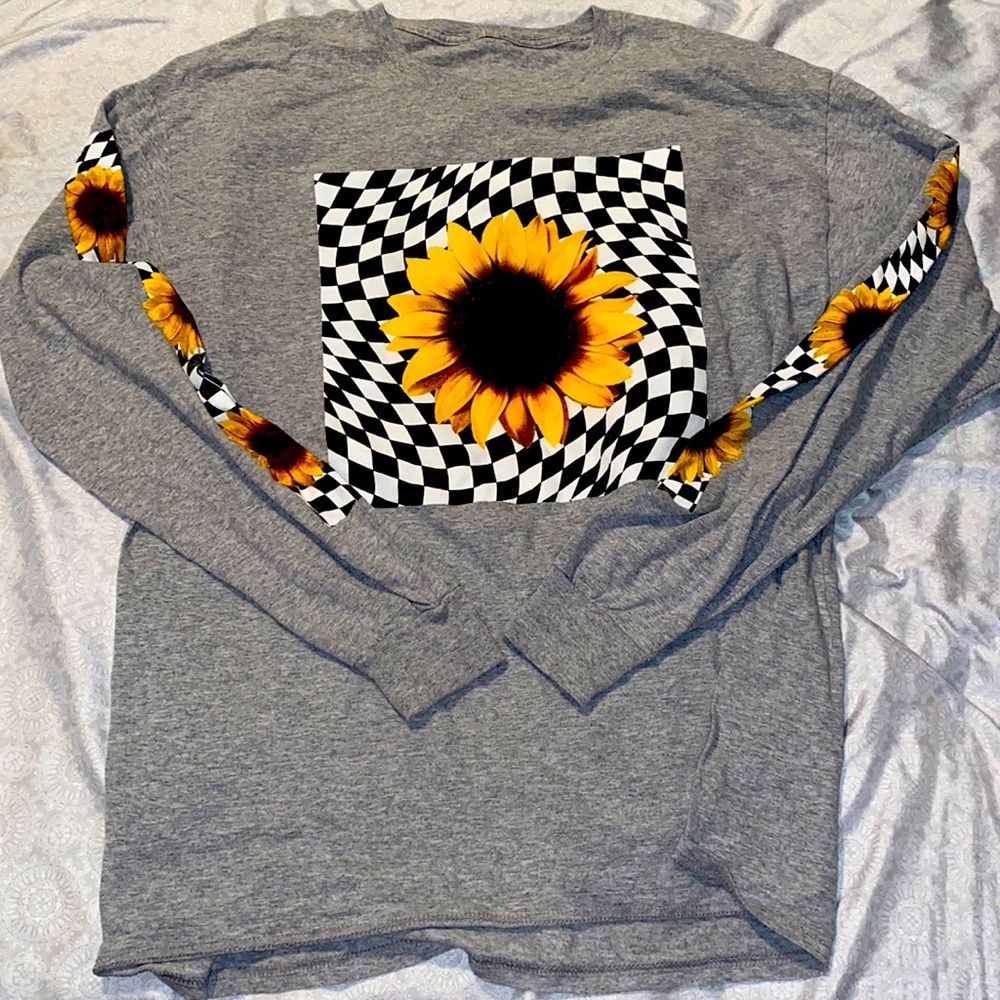 Checkered Sunflower Long Sleeve